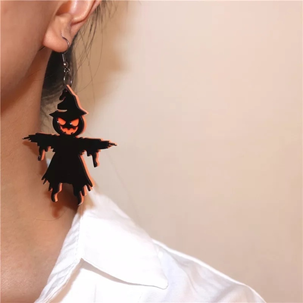 Jack-o’-Lantern Halloween Dangle Earrings - Picture 2 of 5